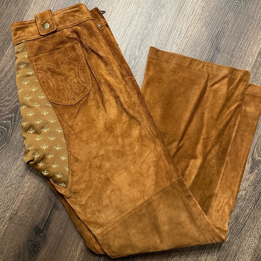 Vintage 1970s early 1980s Darnier bell bottom leather pants - Picture 5 of 17